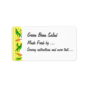 Green Beans Yellow Checksレトロ食品ラベル ラベル