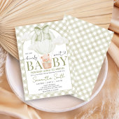 Green Bear Bearly Wait Baby Shower 招待状