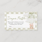 Green Bear Bearly Wait Baby Shower Diaper Raffle エンクロージャーカード (正面)