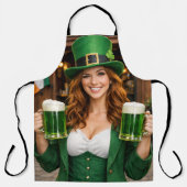 Green Beer Irish All-Over Print Apron エプロン (正面)