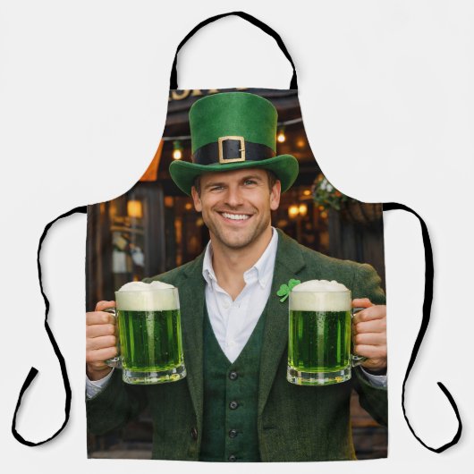 Green Beer Irish All-Over Print Apron number 2 エプロン (正面)