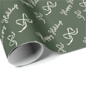 Green Beige Happy Holidays Bow Pattern ラッピングペーパー (ロールコーナー)