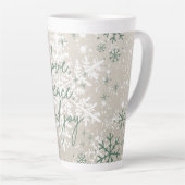 Green Beige Snowflakes Love Peace Joy Holiday カフェラテマグ (右アングル)