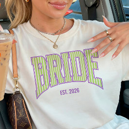Green + Beige Stripe Purple Varsity BRIDE Tシャツ