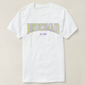 Green + Beige Stripe Purple Varsity BRIDESMAID Tシャツ