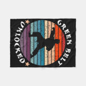 Green Belt Level Unlocked Achievement Karate Keep  フリースブランケット (正面(横))