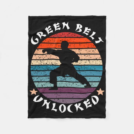 Green Belt Level Unlocked Achievement Karate Keep  フリースブランケット (正面)