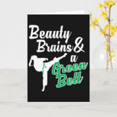 Green Belt Taekwondo Martial Arts Funny Judo Quote カード (黄色い花)