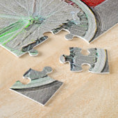 Green Bicycle In Brushstrokes ジグソーパズル (側面)