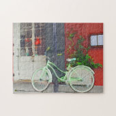 Green Bicycle In Brushstrokes ジグソーパズル (横)