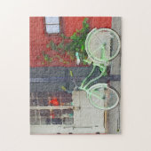 Green Bicycle In Brushstrokes ジグソーパズル (縦)