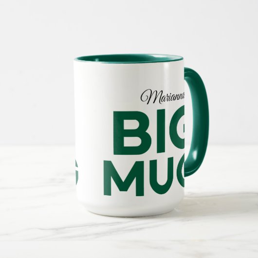 Green Big Mug | Huge Mug | Script Custom Name マグカップ (正面右)