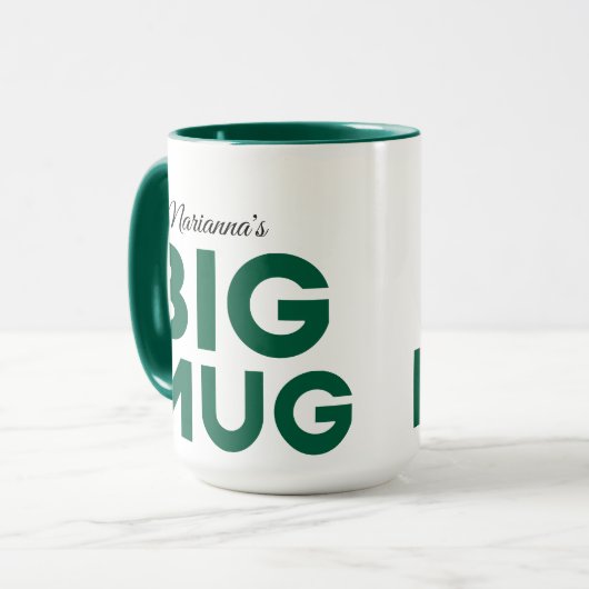 Green Big Mug | Huge Mug | Script Custom Name マグカップ (正面左)