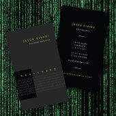 Green Binary Code Computer Techミニマルモダンリスト 名刺