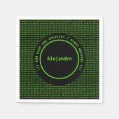 Green Binary Machine Code – コンピュータビジネスマン スタンダードカクテルナプキン (正面)