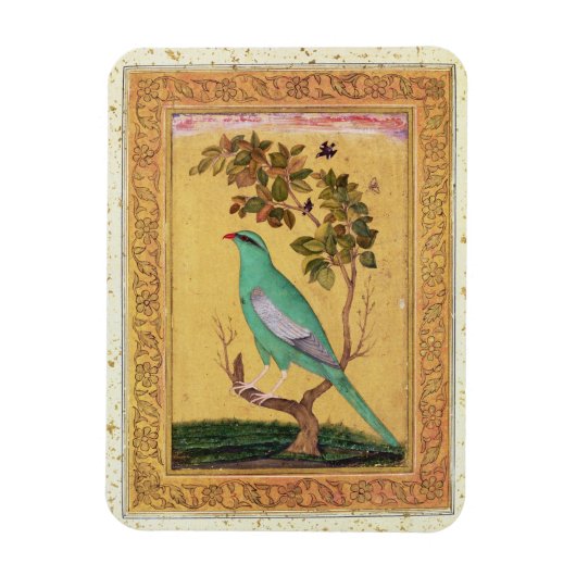 Green Bird, Mughal (紙のガッシュ) マグネット (縦)
