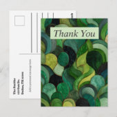 Green & Black Abstract Thank You Card ポストカード (正面/裏面)