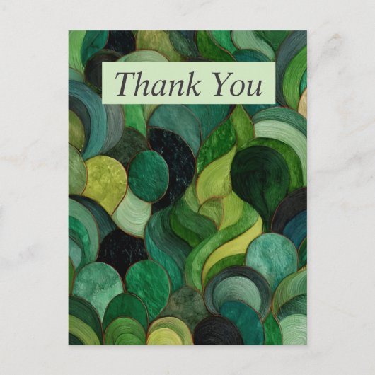 Green & Black Abstract Thank You Card ポストカード (正面)