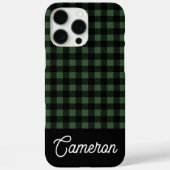 Green & Black Buffalo Plaid Custom Name Case-Mate iPhoneケース (裏面)