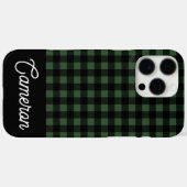Green & Black Buffalo Plaid Custom Name Case-Mate iPhoneケース (裏面 (横))