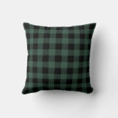 GREEN Black Buffalo Plaid Monogram Holiday クッション (裏面)
