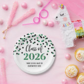Green Black Confetti Graduation 2026 ペーパープレート (パーティー)