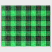  Green Black Crosshatch Buffalo Check ラッピングペーパー (フラット)