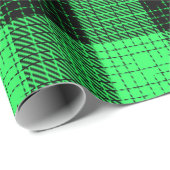  Green Black Crosshatch Buffalo Check ラッピングペーパー (ロールコーナー)