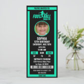 Green Black Football Ticket Birthday Photo 招待状 (スタンド正面)