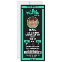 Green Black Football Ticket Birthday Photo