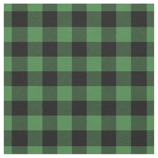 Green & Black Gingham Plaid ファブリック (クローズアップ)