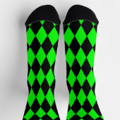Green Black Harlequin Diamonds Checkers Design  ソックス (上部)