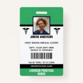 Green & Black Medical Employee DoctorナースID バッジ (正面)