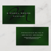 Green Black Monogramマネージャユニーク名刺 名刺 (正面/裏面)