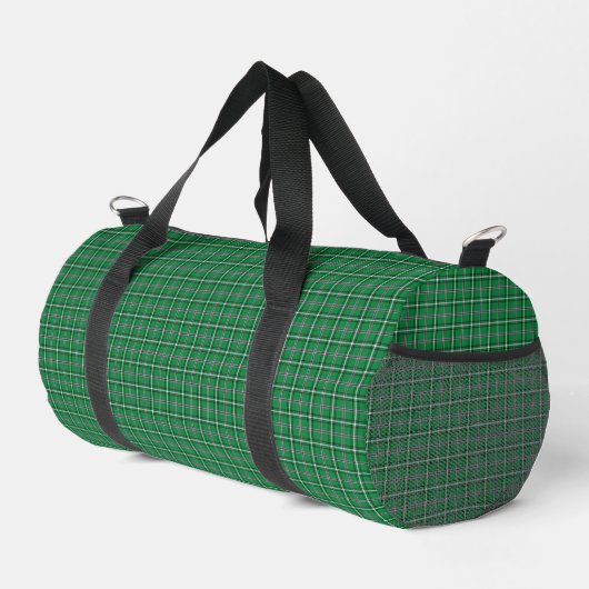 Green Black Plaid Classic Pattern ダッフルバッグ (右コーナー)