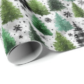 Green, Black Plaid & Houndstooth Christmas Pattern ラッピングペーパー (ロールコーナー)