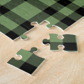 Green Black Plaid Pattern ジグソーパズル (側面)
