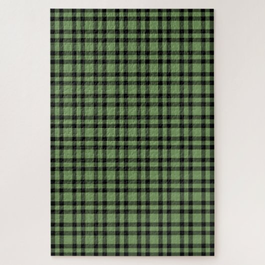 Green Black Plaid Pattern ジグソーパズル (縦)