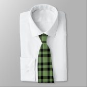 Green Black Plaid Pattern ネクタイ (タイ)