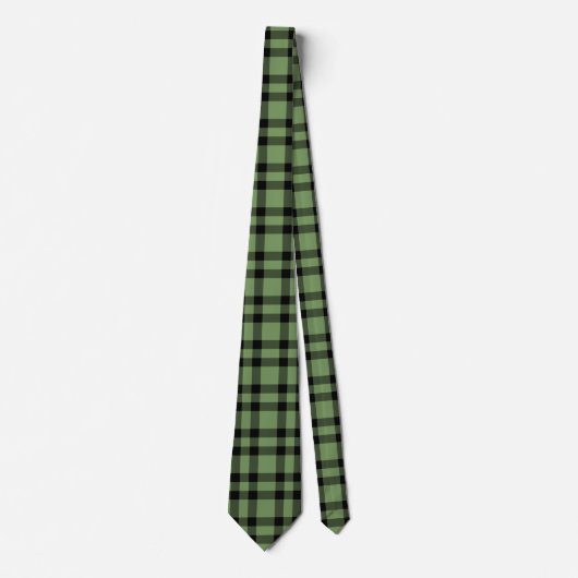 Green Black Plaid Pattern ネクタイ (正面)