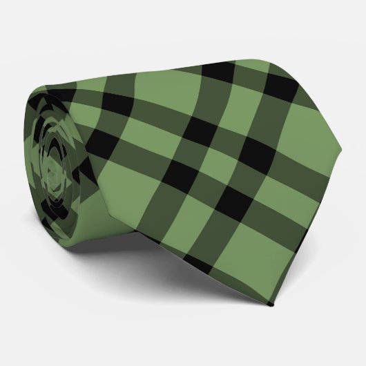 Green Black Plaid Pattern ネクタイ (ロール)