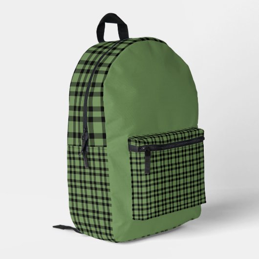 Green Black Plaid Pattern プリントバックパック (裏面左端)
