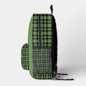 Green Black Plaid Pattern プリントバックパック (右)