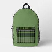 Green Black Plaid Pattern プリントバックパック (正面)
