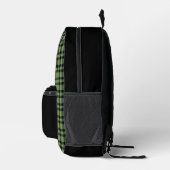 Green Black Plaid Pattern プリントバックパック (右)