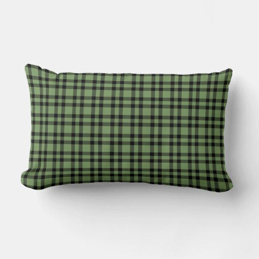 Green Black Plaid Pattern ランバークッション (正面)