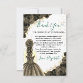 Green & Black Quinceañera Custom Thank You Card サンキューカード (正面)