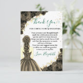 Green & Black Quinceañera Custom Thank You Card サンキューカード (スタンド正面)