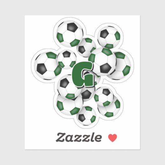 green black soccer balls sticker with monogram シール (シート)