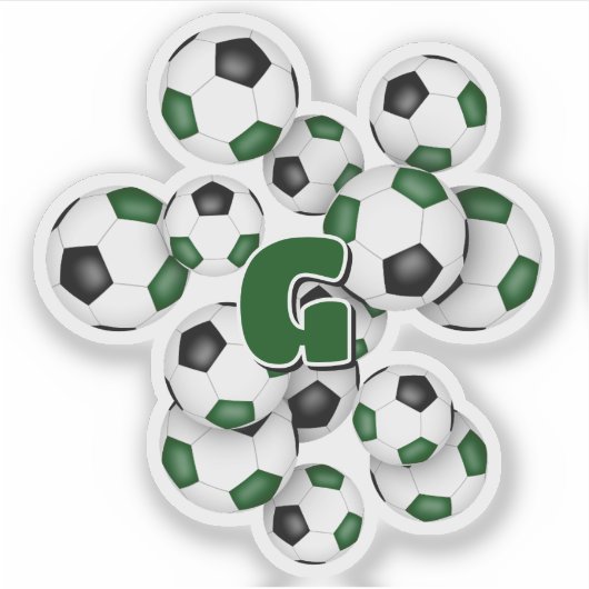 green black soccer balls sticker with monogram シール (正面)